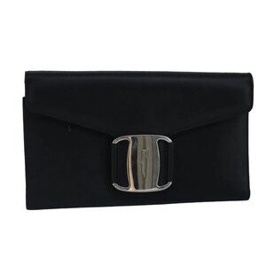 Salvatore Ferragamo Wallet Leather Black Auth bs20080